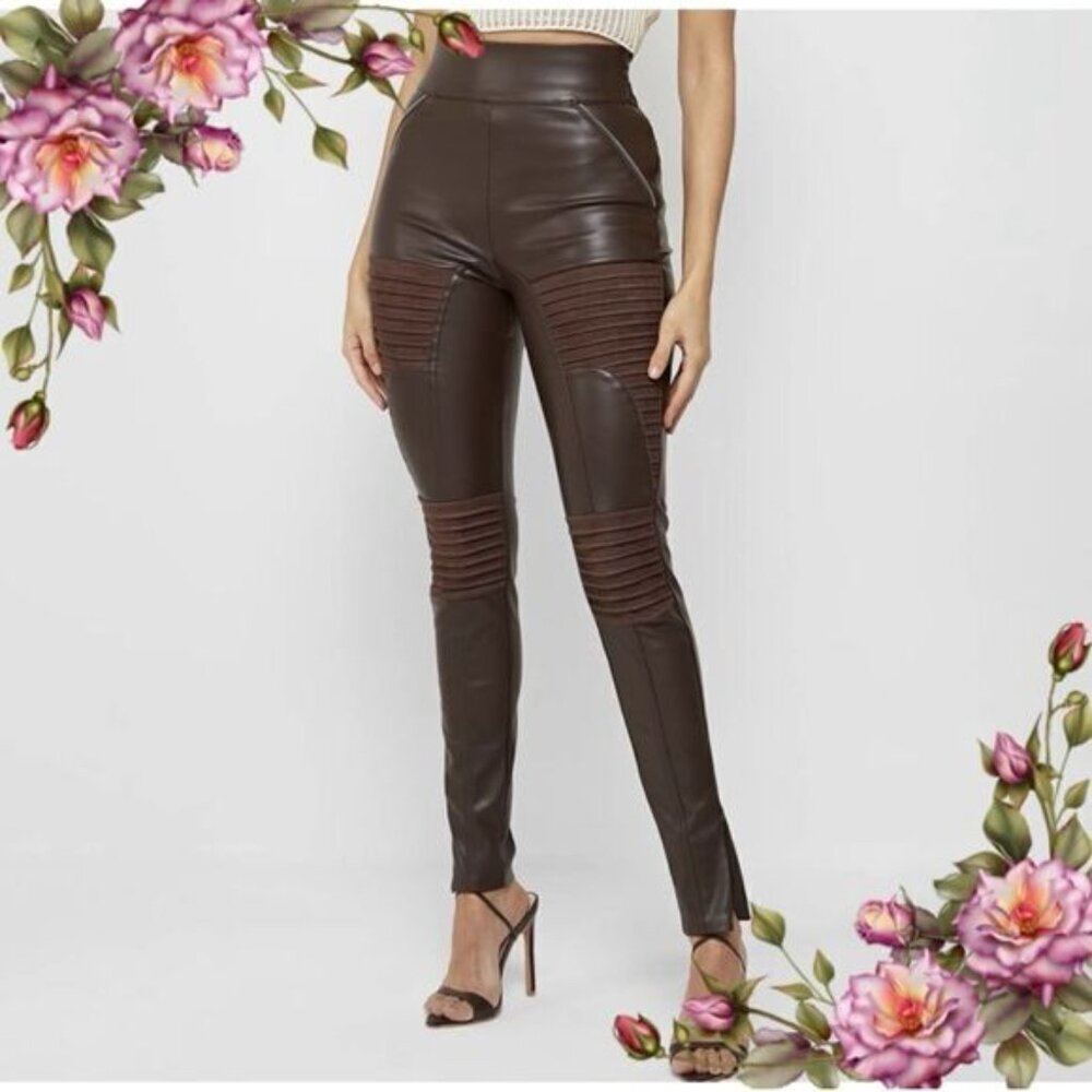 Vegan Leather & Suede Ribbed Legging